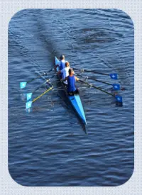 Crew (row) boat in the water with people rowing.