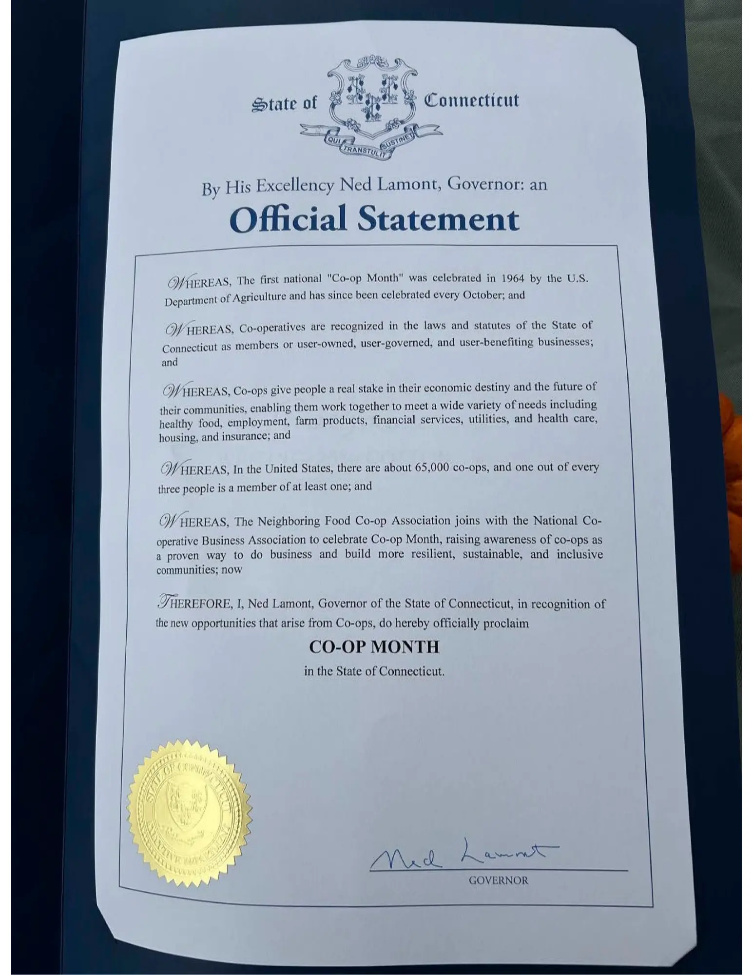 Co-op Month Proclamation